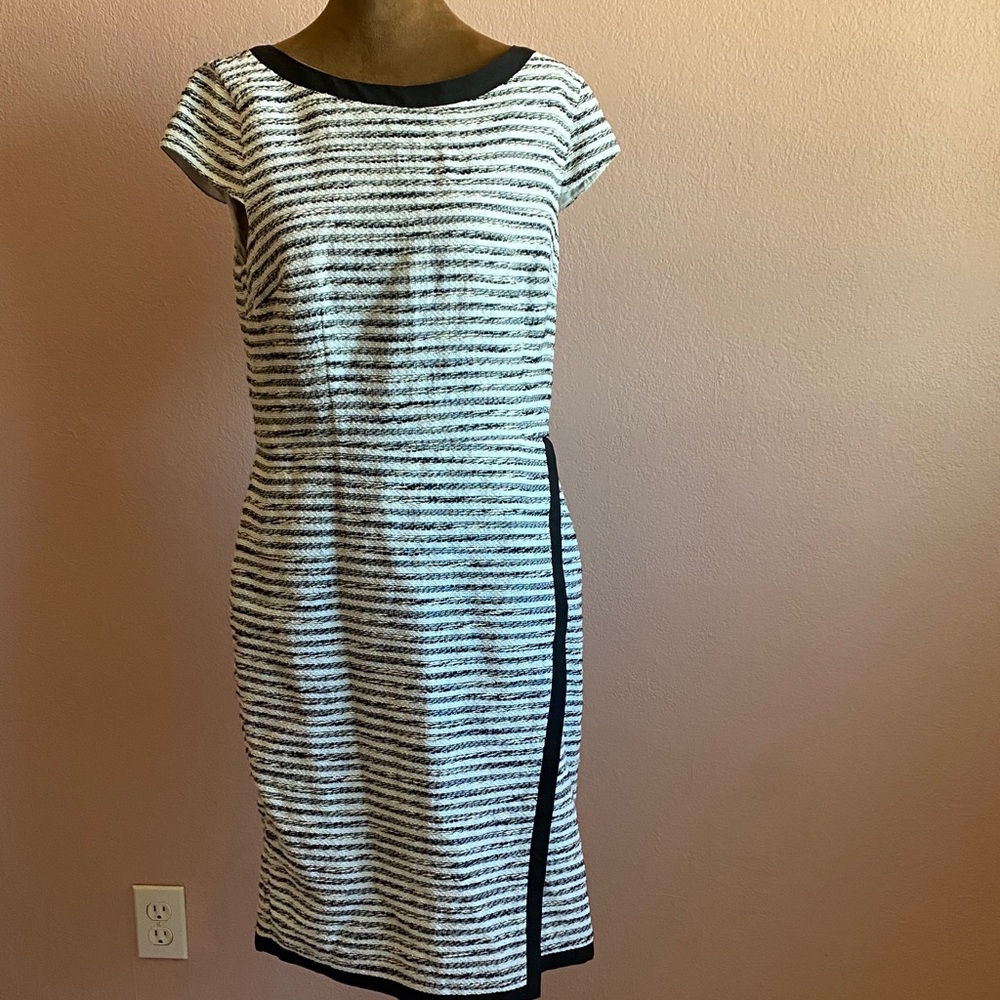 Ann Taylor Black and White Textured Midi Dress